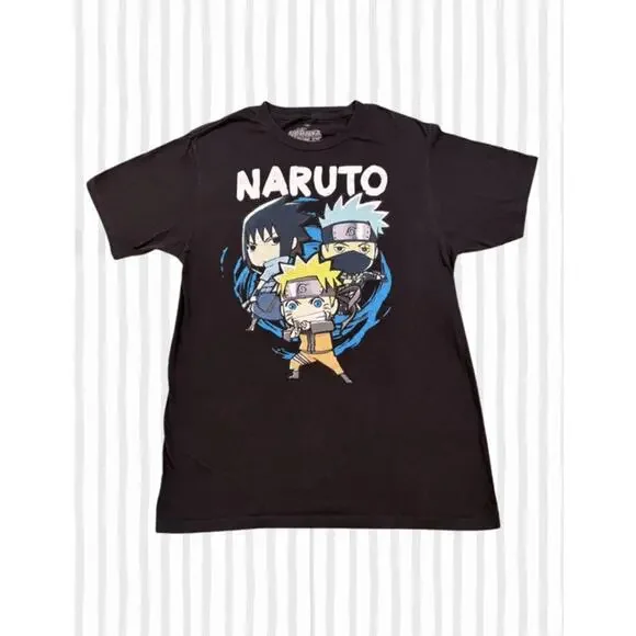 Naruto Shippuden Black Graphic T-Shirt Size US UK Medium - Picture 1 of 8